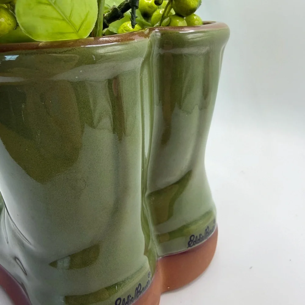 Eddie Bauer Olive Green Boot Planter with Faux Greenery - Picture 10 of 16
